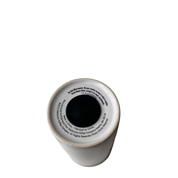 Starbucks Ceramic 12 oz Travel Tumbler Coffee Mug Cup Green and Gold Abstract - Picture 7 of 7